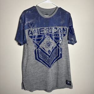 American Fighter by Affliction T Shirt Men’s XL Blue Gray MMA Y2K Vintage Tee